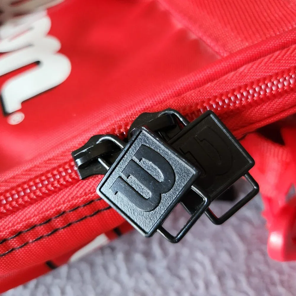 Wilson Tour Sports Messenger Laptop Travel Bag Compartments Zip Red Spellout